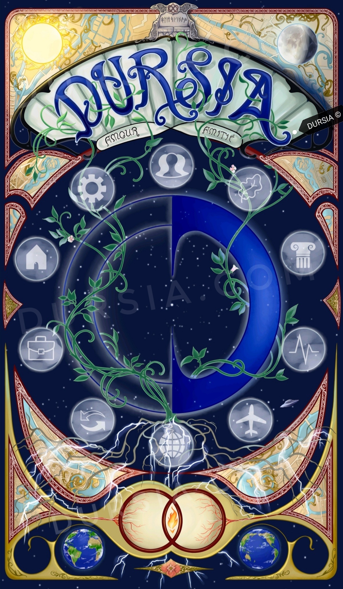 DURSIA art nouveau poster featuring elegant flowing lines and decorative typography in the classic art nouveau style